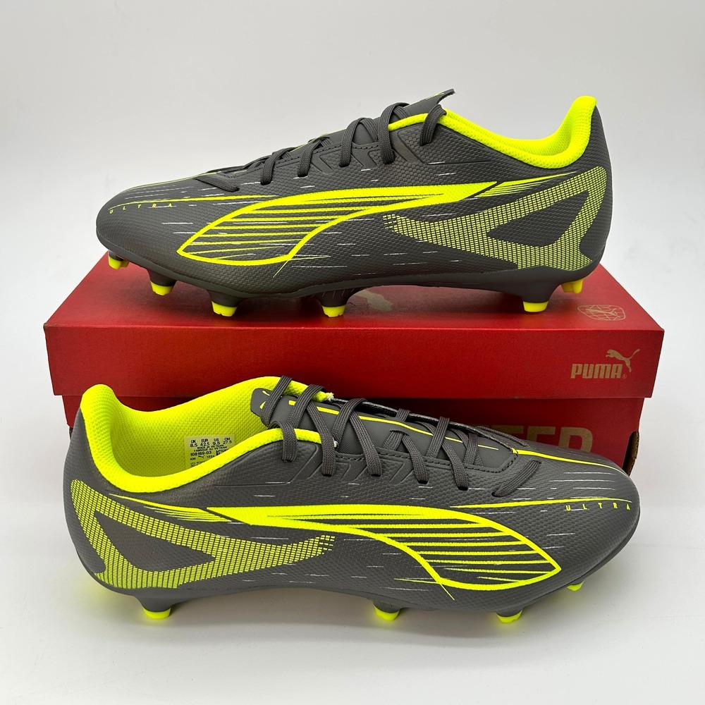 PUMA Ultra 5 Play Mens Size 9.5 FG/AG Soccer‎ Cleats Silver Yellow NEW 108169-03